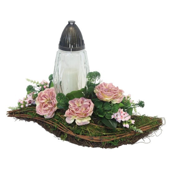 Artificial mourning wreath with candle holder