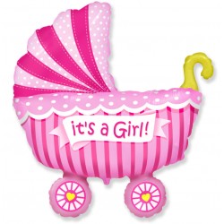 Folinis balionas rožinis vėžimėlis “It’s a girl”