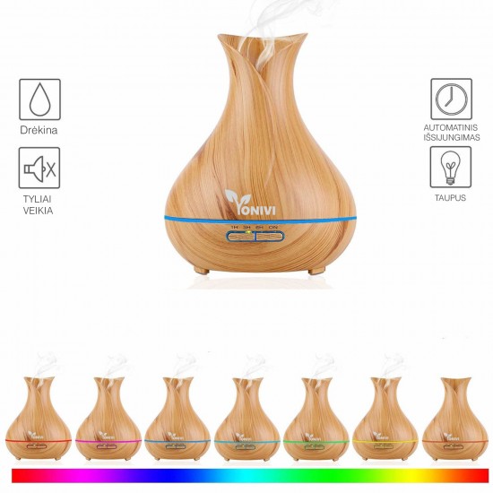 Difuzorius aromaterapijai ir drėkinimui VONIVI Tulip, 400 ml., mediena