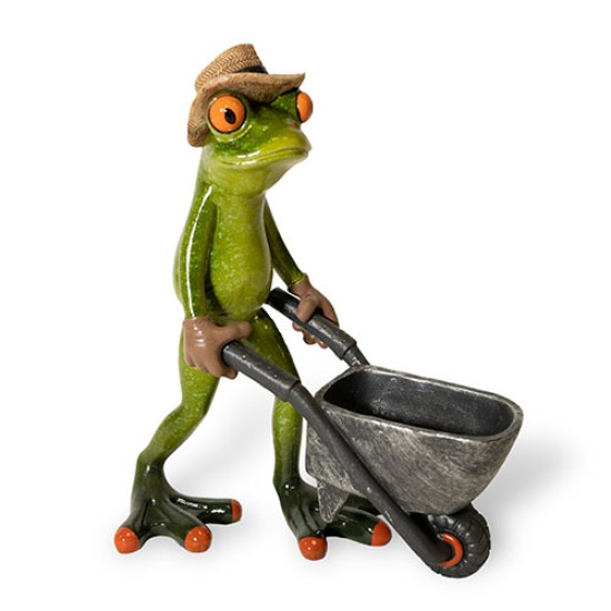 Frog with wheelbarrow