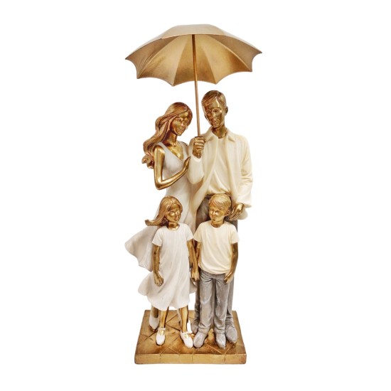 Šeima su vaikais, po skėčiu, balta, 40cm