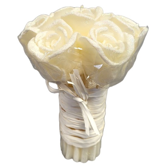 Aroma candle roses bouquet, burgundy, 19 cm.