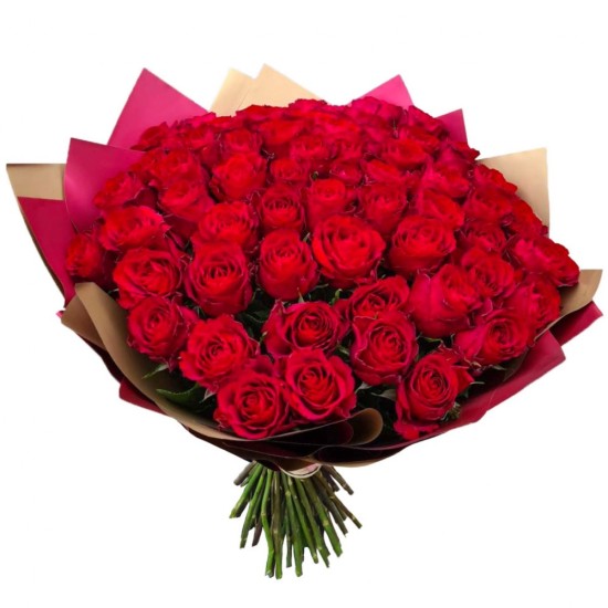 Premium klasės 60 raudonų rožių puokštė „Karališka“