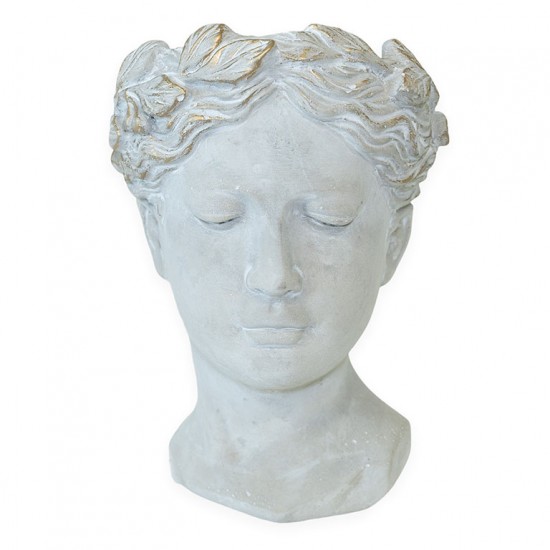 Vazonas, antikinio stiliaus moters galva, 27 cm.