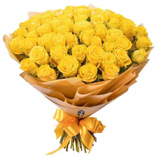 Premium klasės 60 geltonų rožių puokštė