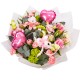 Gėlių puokštė su balionais ir meškiuku „Išsipildymas“