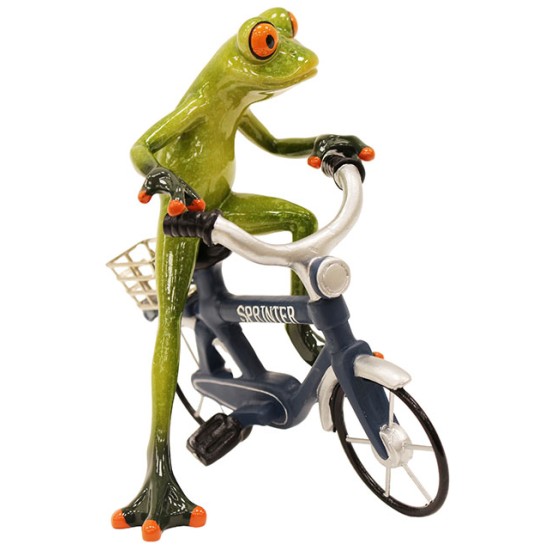 A frog on a bicycle