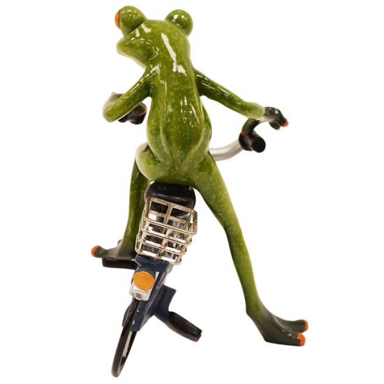 A frog on a bicycle